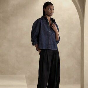 NWT Boxy Crop Denim Shirt